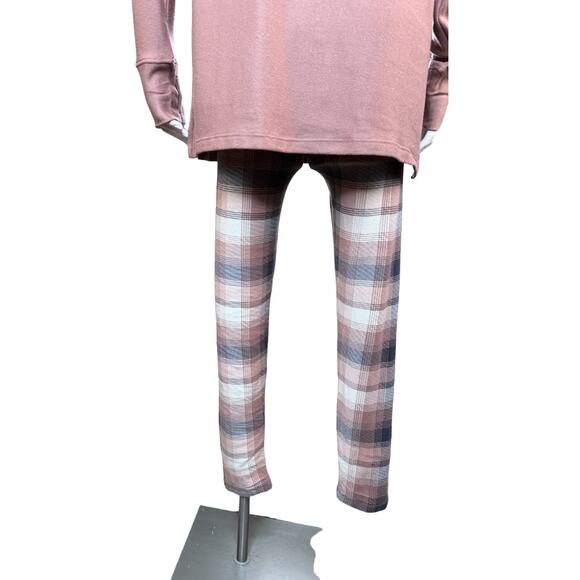 Cuddl Duds Cozy Jersey Fleece Mock Neck Printed Set Pink/Ombre Plaid Small - Picture 8 of 14